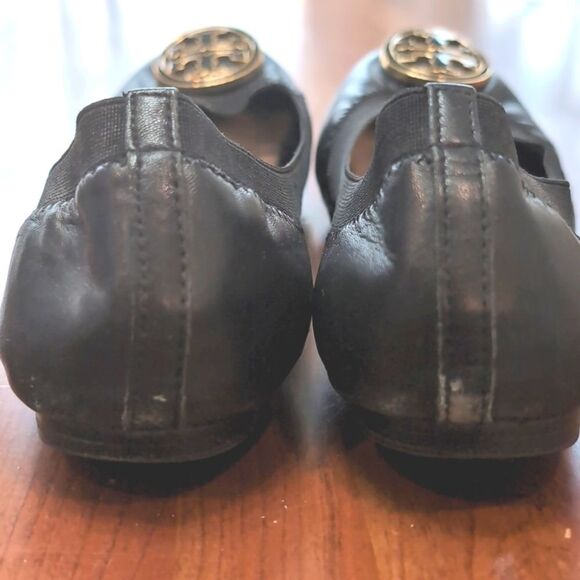 Tory Burch Black Caroline Leather Ballet Flats Sz 7.5 - Picture 8 of 15